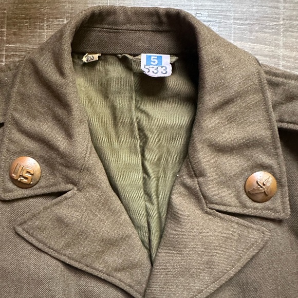 Green Military Field Jacket with Patches and Insignia - Picture 3 of 12
